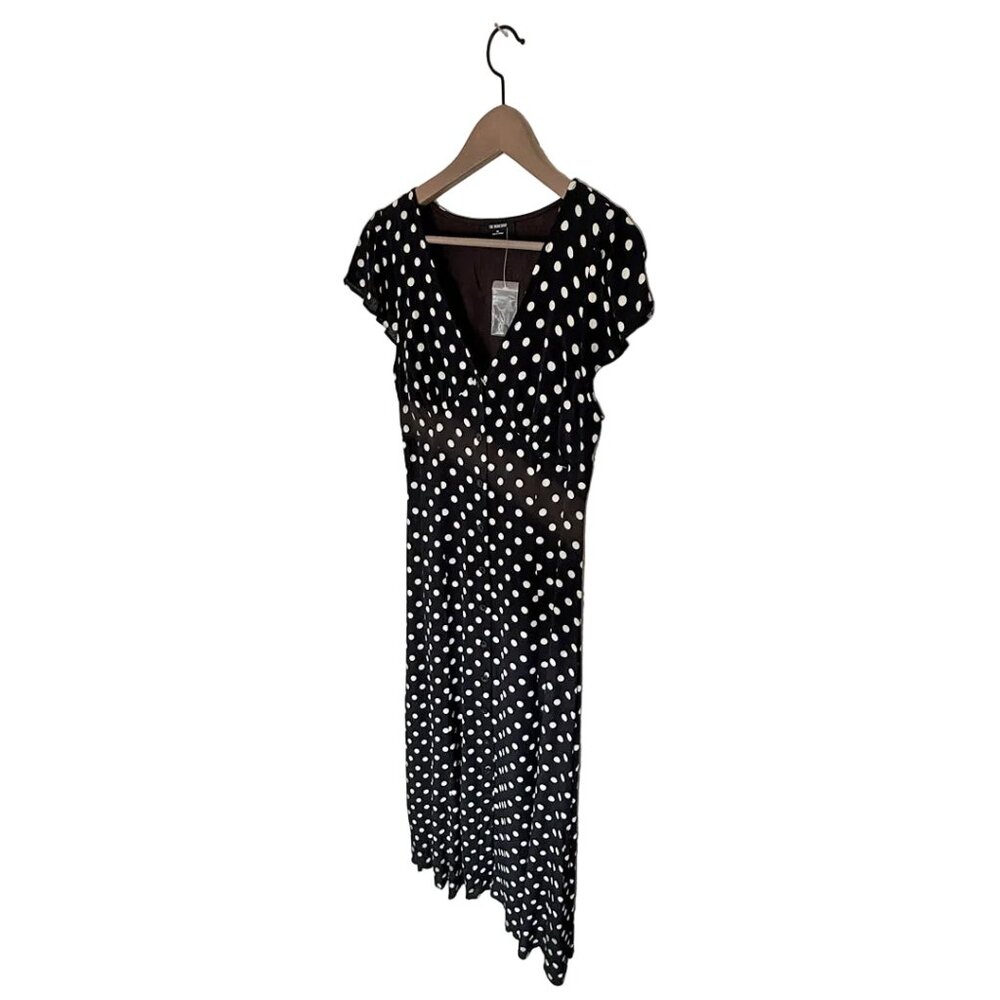 The Workshop B&W Polka Dot Maxi Dress, Size Medium
